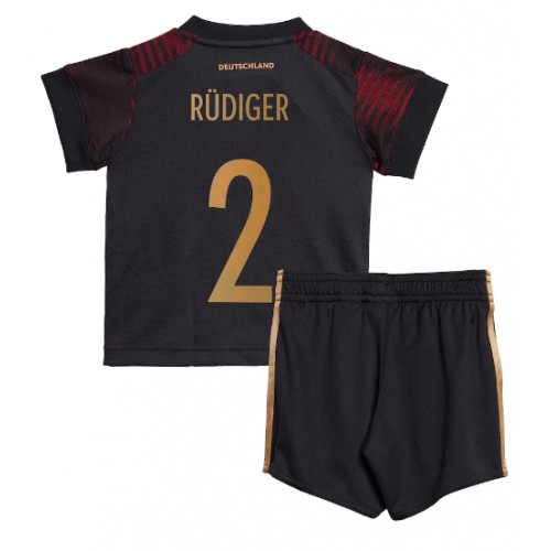 Tyskland Antonio Rudiger #2 Bortaställ Barn VM 2022 Kortärmad (+ Korta byxor)